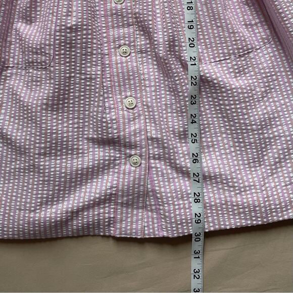 NWT J. Crew Factory Pink Metallic Striped Seersucker Button Front Dress Size 10 - Picture 5 of 7